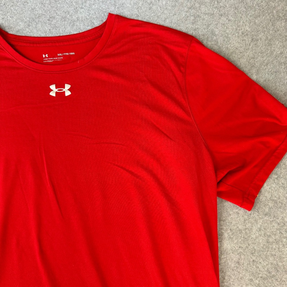 Under Armour Mens HeatGear Loose Fit Short Sleeve T-Shirt Red XXL